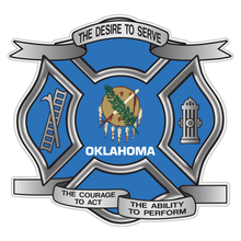 Load image into Gallery viewer, Oklahoma Desire To Serve Maltese Cross Reflective Decal