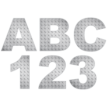 Load image into Gallery viewer, Silver Diamond Plate Reflective Letter and Number Decals