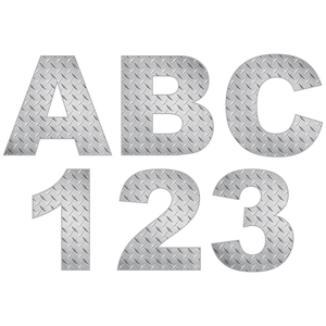 Silver Diamond Plate Reflective Letter and Number Decals