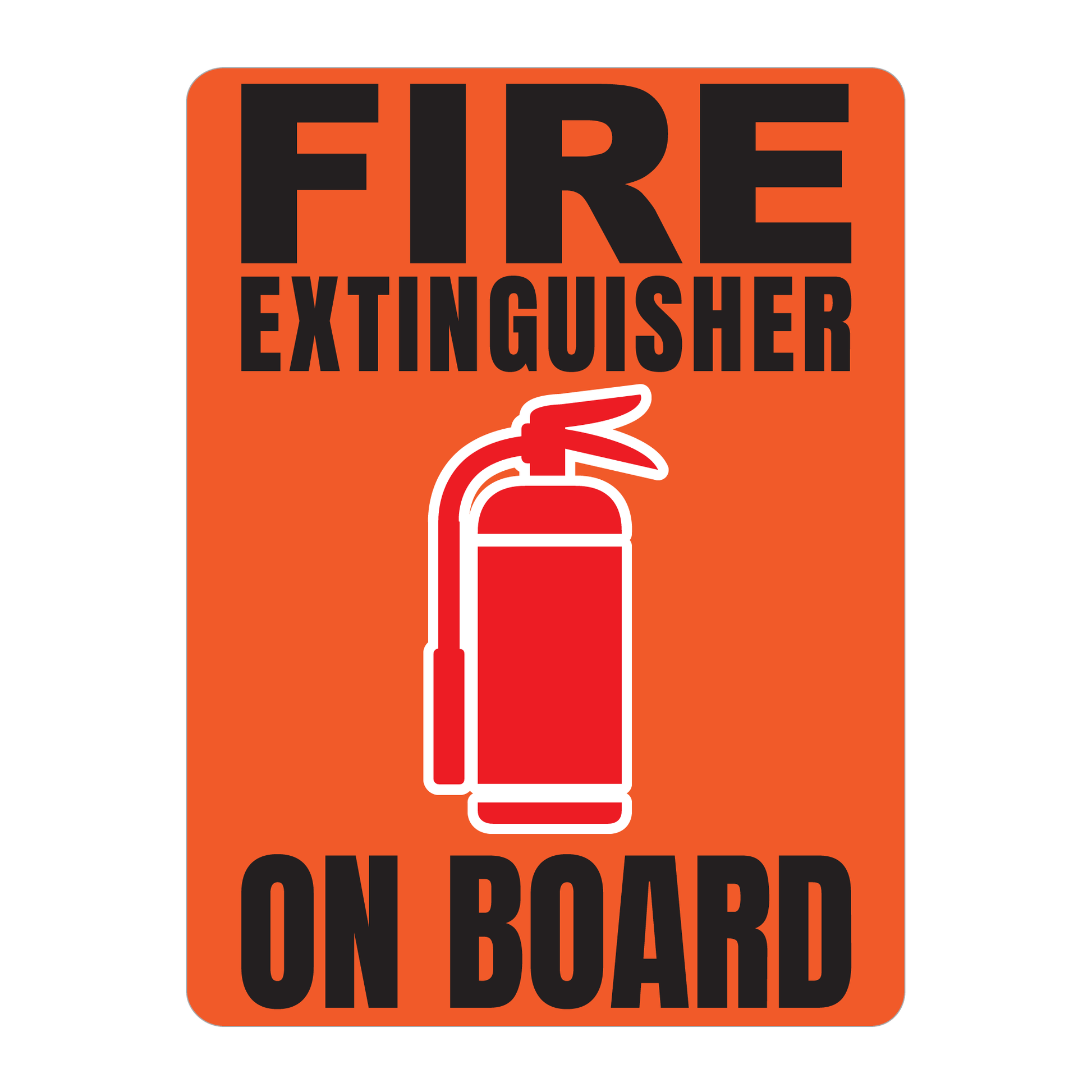 Fire Extinguisher On Board Solid Color Reflective Decal - Fire Safety Decals