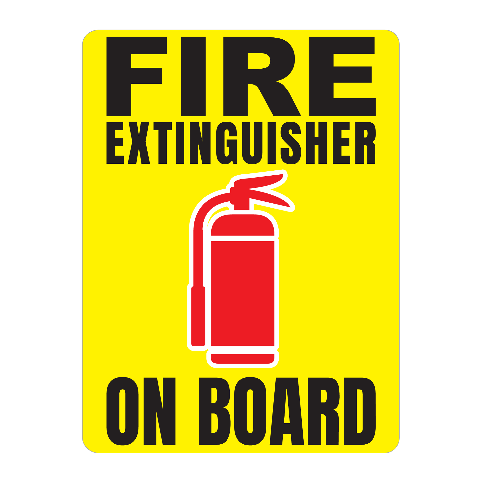 Fire Extinguisher On Board Solid Color Reflective Decal - Fire Safety Decals