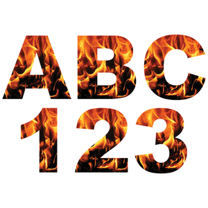 Orange Fire Flames Reflective Letter and Number Decals