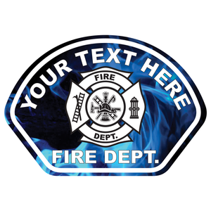 Blue Flames Fire Helmet Front Reflective Vinyl Decal