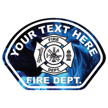 Load image into Gallery viewer, Blue Flames Fire Helmet Front Reflective Vinyl Decal
