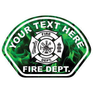 Green Flames Fire Helmet Front Reflective Vinyl Decal