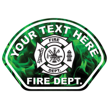 Load image into Gallery viewer, Green Flames Fire Helmet Front Reflective Vinyl Decal