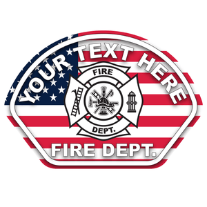 Reflective Vinyl Fire Helmet Front Decal, USA Flag Background, Customizable text, Reflective Helmet Front Decal