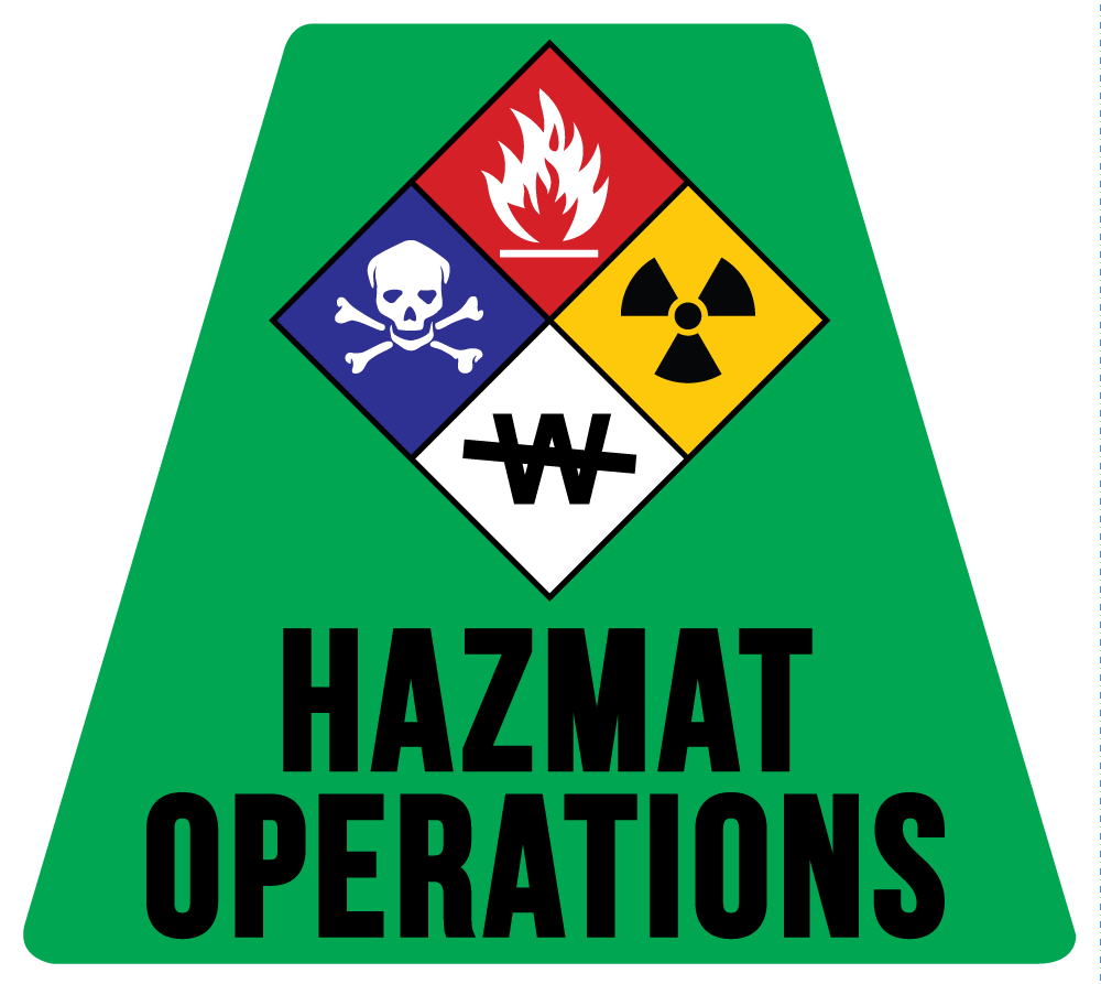 HazMat Operations Solid Color Helmet Tetrahedron Reflective Decals - Fire Safety Decals