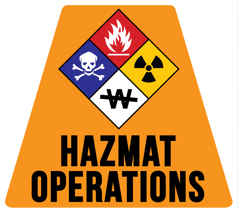 HazMat Operations Solid Color Helmet Tetrahedron Reflective Decals - Fire Safety Decals