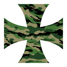 Load image into Gallery viewer, Green Woodland Camouflage Iron Cross Reflective Vinyl Decals