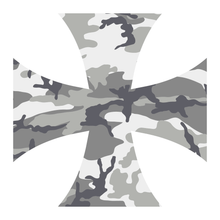 Load image into Gallery viewer, Grey Woodland Camouflage Iron Cross Reflective Vinyl Decals