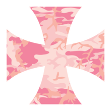 Load image into Gallery viewer, Pink Woodland Camouflage Iron Cross Reflective Vinyl Decals