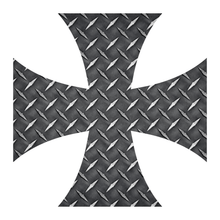 Load image into Gallery viewer, Black Diamond Plate Iron Cross Reflective Vinyl Decals