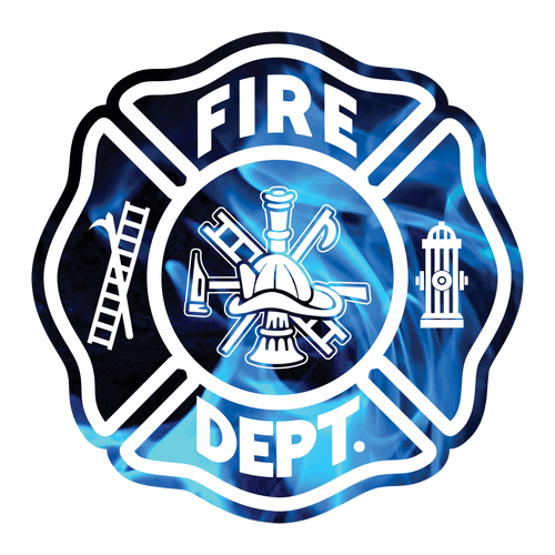 Fire & Flames Maltese Cross Reflective Decals