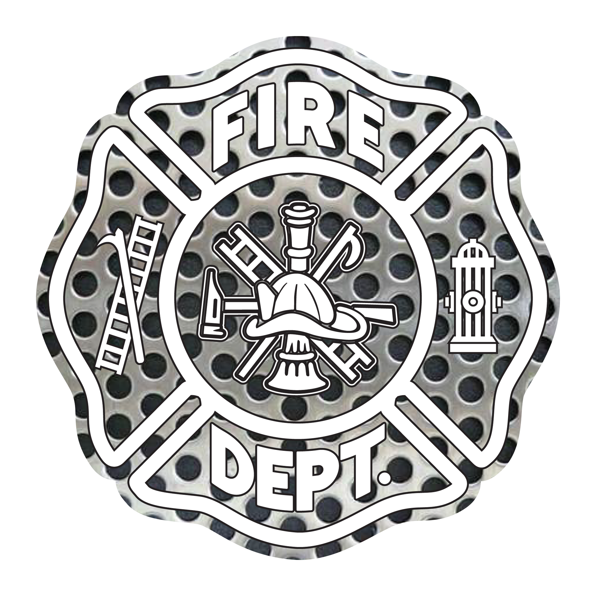 Perforated Metal Maltese Cross Reflective Vinyl Decals