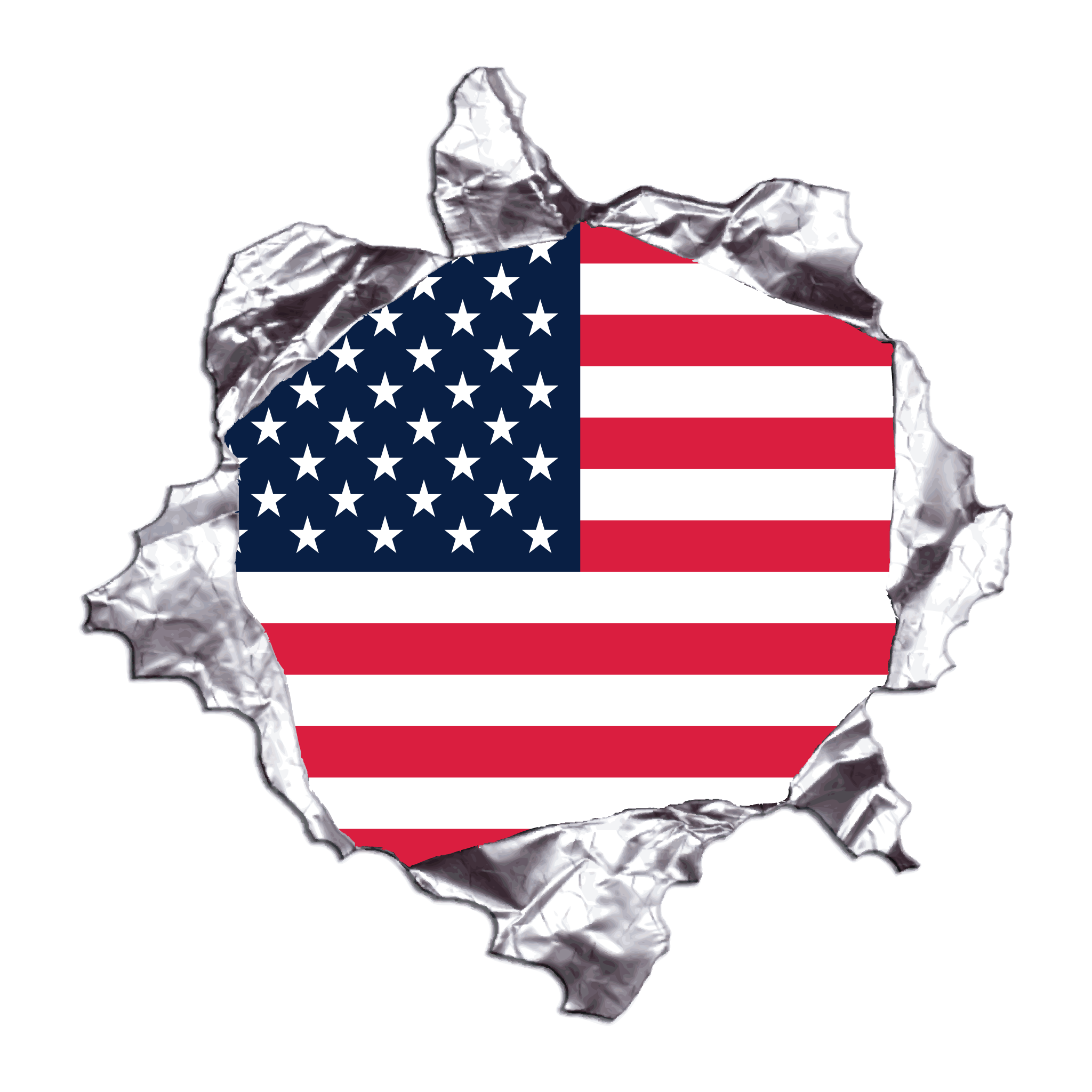 American Flag Metal Rip Reflective Decals