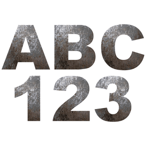 Distressed Metal Reflective Letter and Number Decals