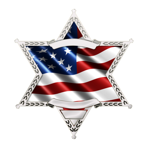Police Sheriff Star 6 Point Wavy US Flag Reflective Decals