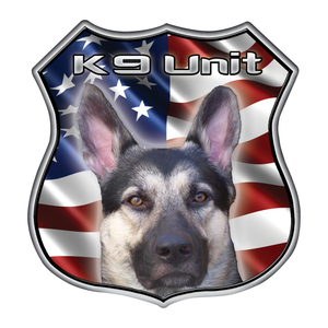 Police K9 Unit Shield Wavy US Flag Reflective Decals