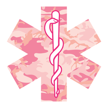 Load image into Gallery viewer, Pink Woodland Camouflage Star Of Life Reflective Vinyl Decals