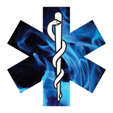 Load image into Gallery viewer, Blue Fire Star Of Life Reflective Vinyl Decals