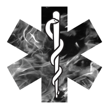 Load image into Gallery viewer, Grey Fire Star Of Life Reflective Vinyl Decals