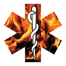 Load image into Gallery viewer, Orange Fire Star Of Life Reflective Vinyl Decals