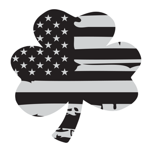 Reflective Vinyl Shamrock Firefighter Helmet Decal, Distressed USA Flag background, die cut vinyl reflective decal
