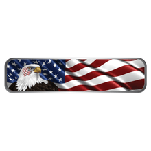 Load image into Gallery viewer, Reflective Vinyl Firefighter Helmet Trim Stripe Marker Decals, Wavy USA Flag with Bald Eagle Background