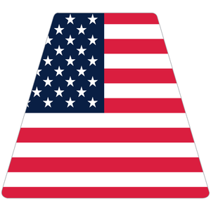 Reflective Vinyl Fire Helmet standard sized Tetrahedron Trapezoid with Flat USA Flag Background