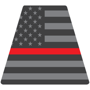 Reflective Vinyl Fire Helmet standard sized Tetrahedron Trapezoid, Subdued USA Flag with Thin Red Line Background
