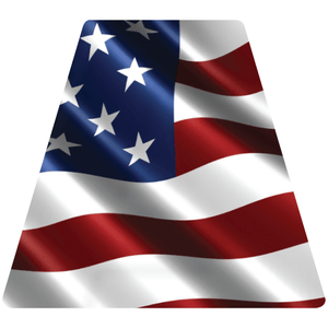 Reflective Vinyl Fire Helmet standard sized Tetrahedron Trapezoid with Wavy USA Flag Background