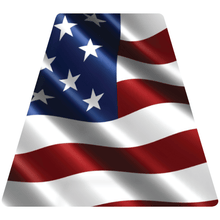 Load image into Gallery viewer, Reflective Vinyl Fire Helmet standard sized Tetrahedron Trapezoid with Wavy USA Flag Background