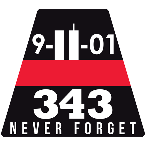 Thin Red Line 9-11-01 Commemorative Twin Towers Tetrahedron Reflective Decals - Fire Safety Decals