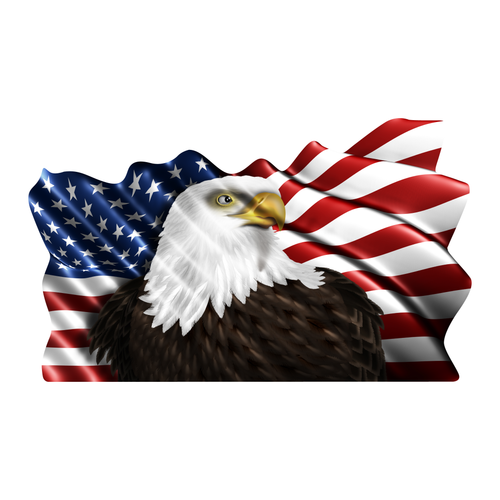 Eagle with Wavy American Flag Reflective Vinyl Decal