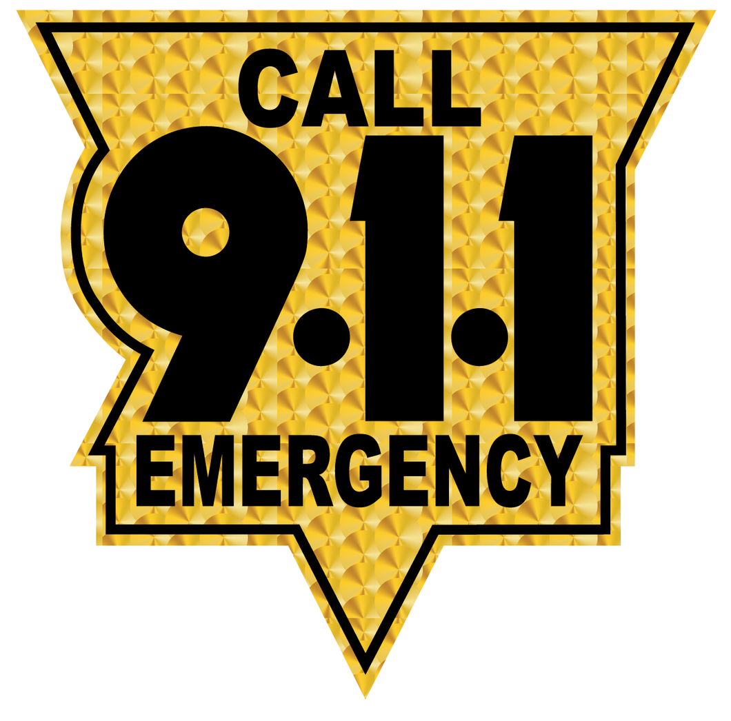 Call 911 Black and Gold Leaf Style Reflective Vinyl Decals